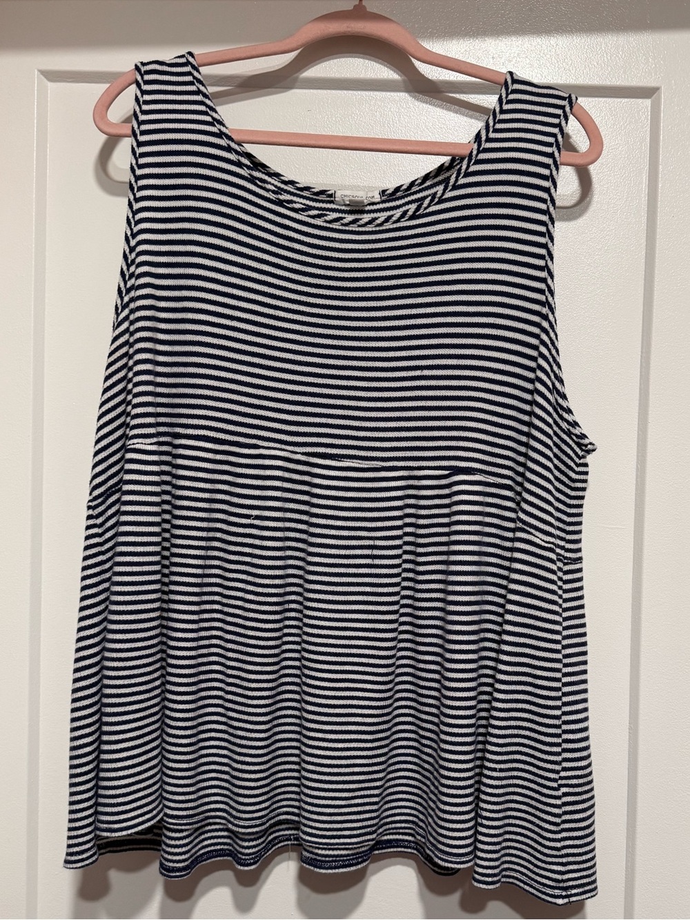 Chic Soul Navy and White Striped Tank Top